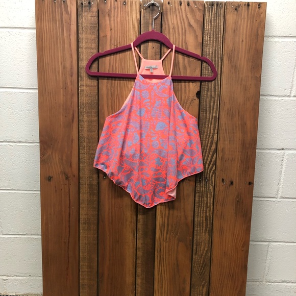 NWT size small Charlotte Russe pink orange crop top - Picture 2 of 6